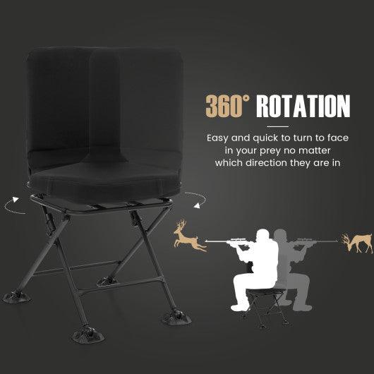 Swivel Folding Chair with Backrest and Padded Cushion-Black at Set Shop and Smile