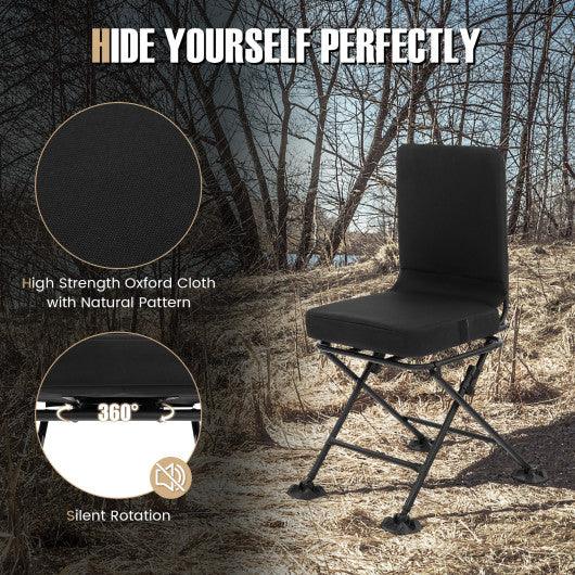 Swivel Folding Chair with Backrest and Padded Cushion-Black at Set Shop and Smile