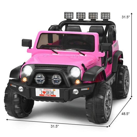 12V 2-Seater Ride on Car Truck with Remote Control and Storage Room-Pink at Set Shop and Smile