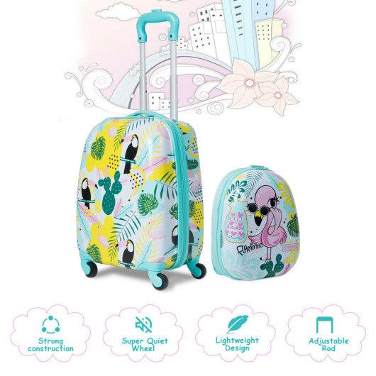 2 Pieces Kid's Luggage Set 12-inch Backpack and 16-inch Rolling Suitcase Travel at Set Shop and Smile