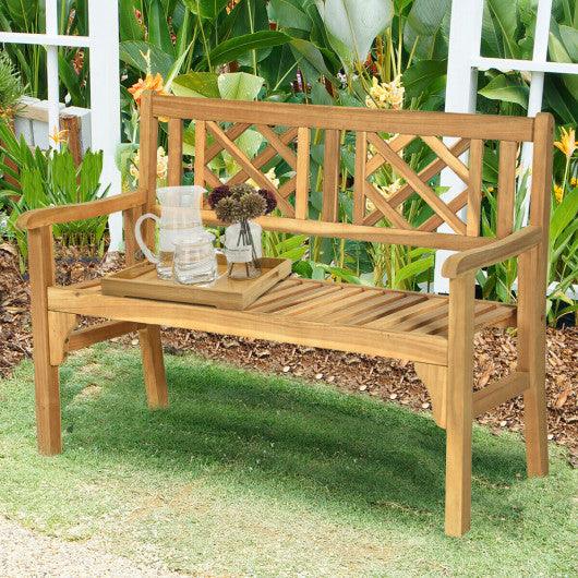 Patio Foldable Bench with Curved Backrest and Armrest at Set Shop and Smile