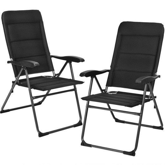 2 Pieces Outdoor Folding Patio Chairs with Adjustable Backrests for Bistro and Backyard-Black at Set Shop and Smile
