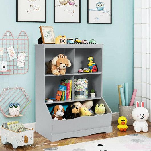 3-Tier Children's Multi-Functional Bookcase Toy Storage Bin Floor Cabinet-Gray at Set Shop and Smile