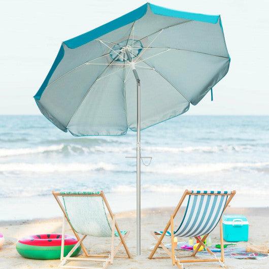 6.5 Feet Beach Umbrella with Sun Shade and Carry Bag without Weight Base-Blue at Set Shop and Smile