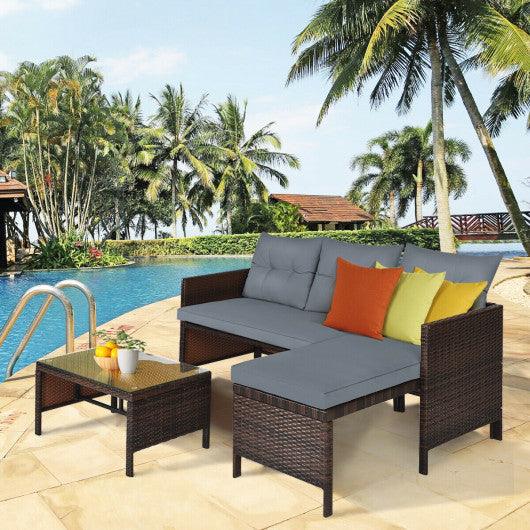 3 Pieces Patio Wicker Rattan Sofa Set-Gray at Set Shop and Smile