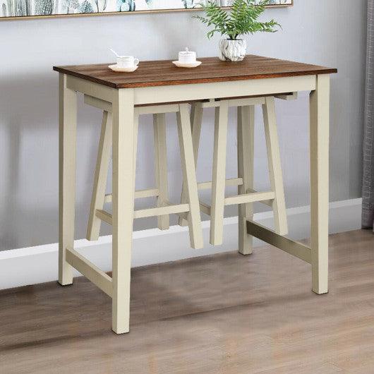 Counter Height Pub Table with 2 Saddle Bar Stools at Set Shop and Smile