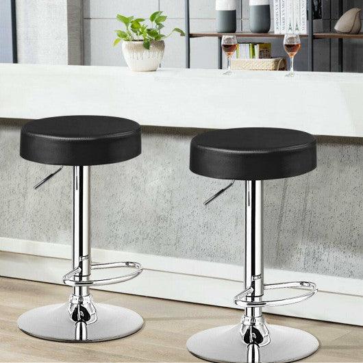 Set of 2 Adjustable Swivel Round Bar Stool Pub Chairs-Black at Set Shop and Smile