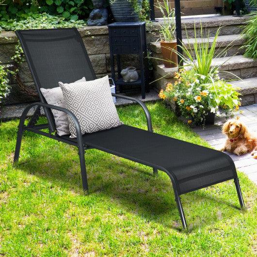 Adjustable Patio Chaise Folding Lounge Chair with Backrest-Black at Set Shop and Smile