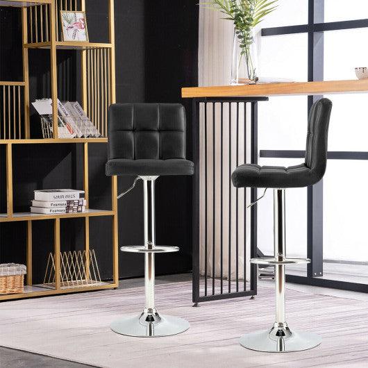 Adjustable Swivel Bar Stool with PU Leather-Black at Set Shop and Smile