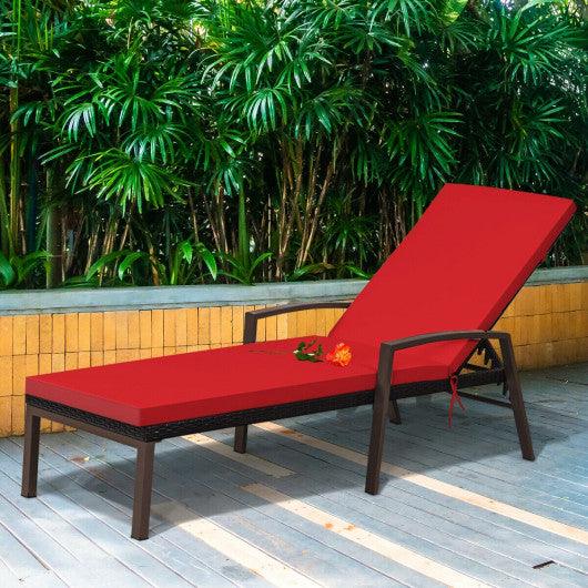 Patio Rattan Lounge Chaise Recliner with Back Adjustable Cushioned at Set Shop and Smile