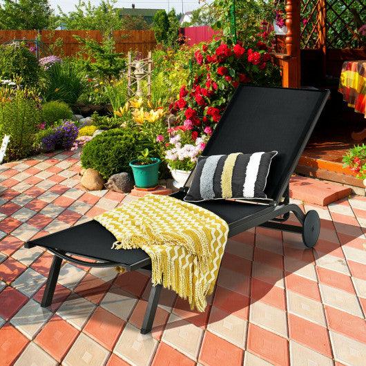 Aluminum Fabric Outdoor Patio Lounge Chair with Adjustable Reclining -Black at Set Shop and Smile