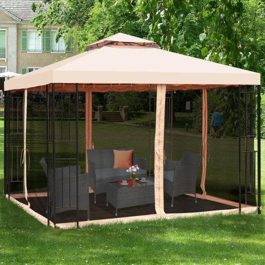 10 x 10 Feet 2-Tier Vented Metal Canopy with Mosquito Netting at Set Shop and Smile