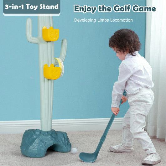 3-in-1 Cactus Toy Stand Sports Activity Center with Golf and Ring-Toss at Set Shop and Smile