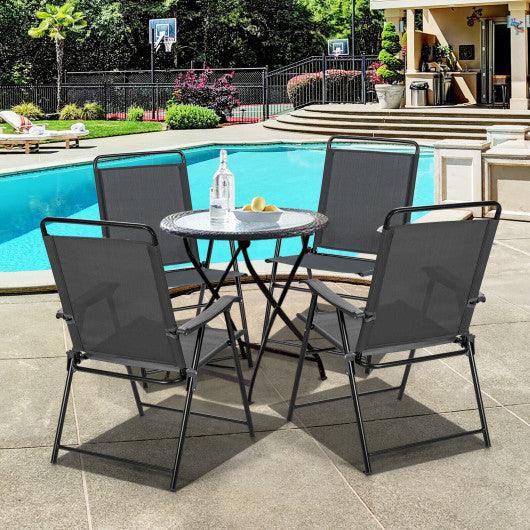 4 Pieces Portable Outdoor Folding Chair with Armrest at Set Shop and Smile
