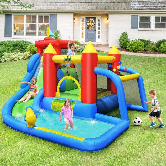 Inflatable Bouncer Bounce House with Water Slide Splash Pool without Blower at Set Shop and Smile
