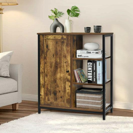 Multipurpose Freestanding Storage Cabinet with 3 Open Shelves and Doors at Set Shop and Smile