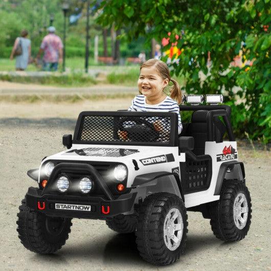 12V Kids Remote Control Electric Ride On Truck Car with Lights and Music -White at Set Shop and Smile