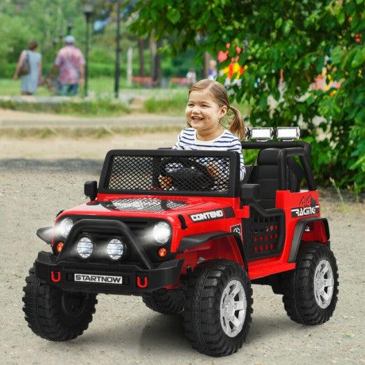 12V Kids Remote Control Electric Ride On Truck Car with Lights and Music -Red at Set Shop and Smile