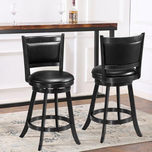 2 Pieces 24 Inches Swivel Counter Stool Dining Chair Upholstered Seat-Black at Set Shop and Smile