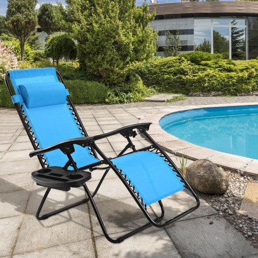 Outdoor Folding Zero Gravity Reclining Lounge Chair-Light Blue at Set Shop and Smile