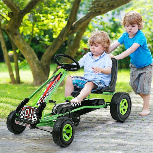 4 Wheels Kids Ride On Pedal Powered Bike Go Kart Racer Car Outdoor Play Toy-Green at Set Shop and Smile