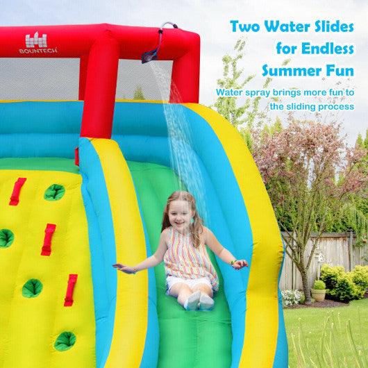 Inflatable Water Park Bounce House with Double Slide and Climbing Wall at Set Shop and Smile