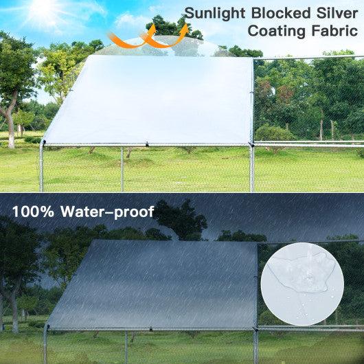 13 x 13 Feet Walk-in Chicken Coop with Waterproof Cover for Outdoor Backyard Farm at Set Shop and Smile