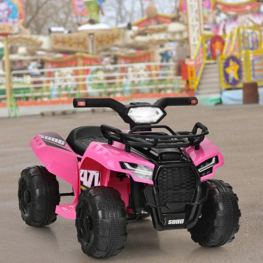 6V Kids ATV Quad Electric Ride On Car with LED Light and MP3-Pink at Set Shop and Smile