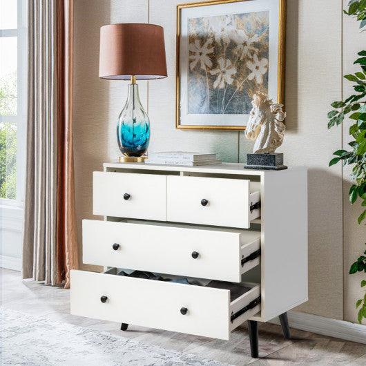 4 Drawers Dresser Chest of Drawers Free Standing Sideboard Cabinet-White at Set Shop and Smile