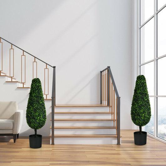 2 Pack 3 Feet Artificial Tower UV Resistant Indoor Outdoor Topiary Tree at Set Shop and Smile