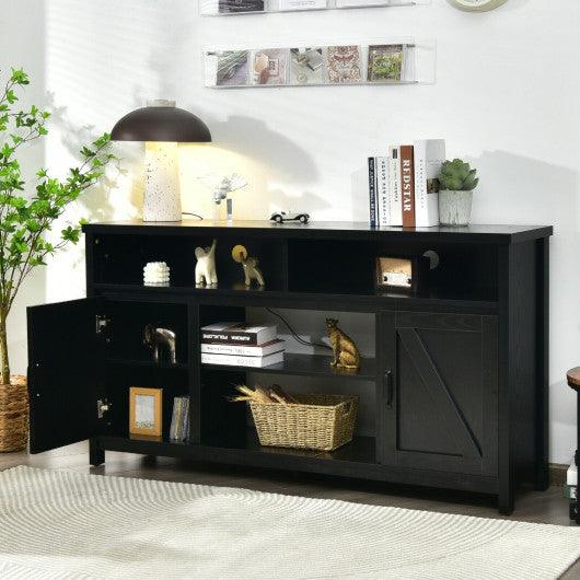 59 Inch TV Stand Media Center Console Cabinet with Barn Door for TV's 65 Inch-Black at Set Shop and Smile