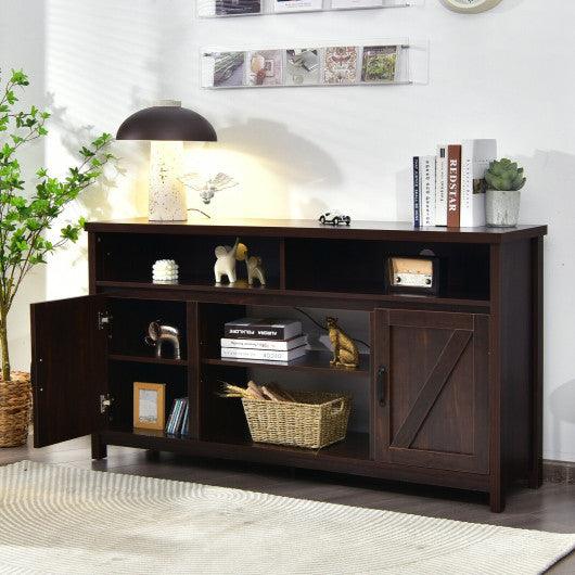 59 Inch TV Stand Media Center Console Cabinet with Barn Door for TV's 65 Inch-Brown at Set Shop and Smile