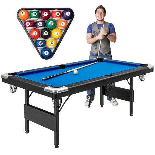 6 Feet Foldable Billiard Pool Table with Complete Set of Balls-Blue at Set Shop and Smile