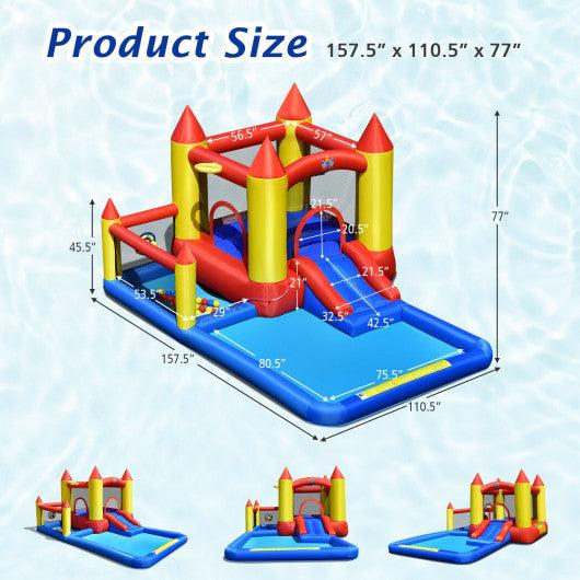 Inflatable Water Slide Castle Kids Bounce House with 480W Blower at Set Shop and Smile