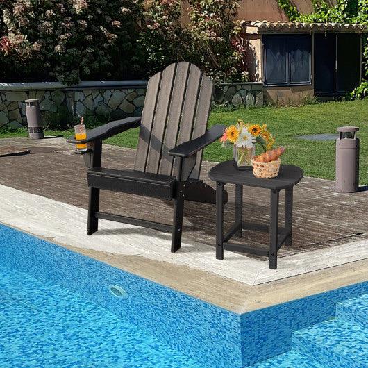 Outdoor Adirondack Chair with Built-in Cup Holder for Backyard Porch-Black at Set Shop and Smile