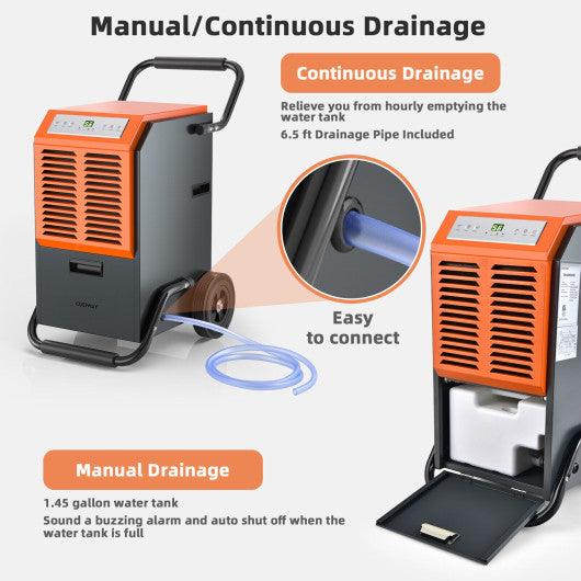 Portable Commercial Dehumidifier with Water Tank and Drainage Pipe-Gray at Set Shop and Smile