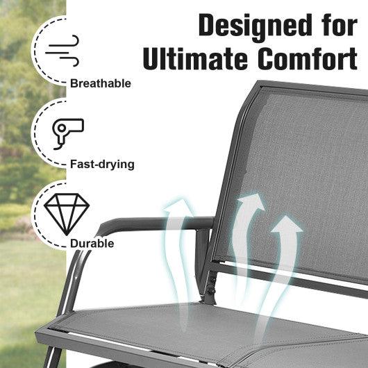 Swing Glider Chair 48 Inch Loveseat Rocker Lounge Backyard-Gray at Set Shop and Smile