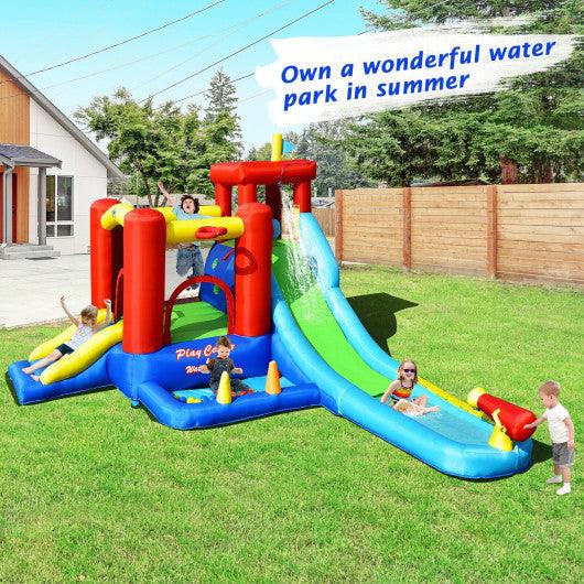 9-in-1 Inflatable Kids Water Slide Bounce House with 860W Blower at Set Shop and Smile