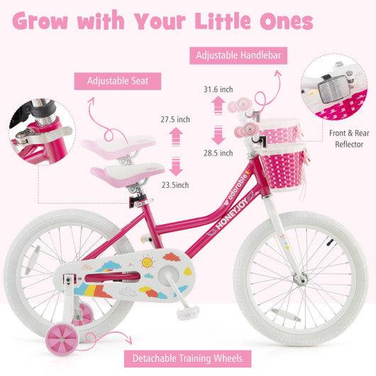 Kids Bicycle 18 Inch Toddler and Kids Bike with Training Wheels for 6-8 Year Old Kids-Pink at Set Shop and Smile