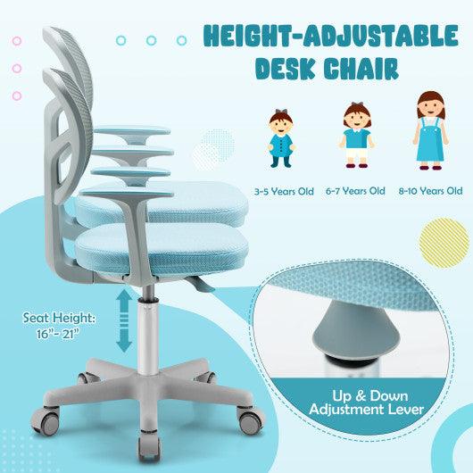 Adjustable Desk Chair with Auto Brake Casters for Kids-Blue at Set Shop and Smile