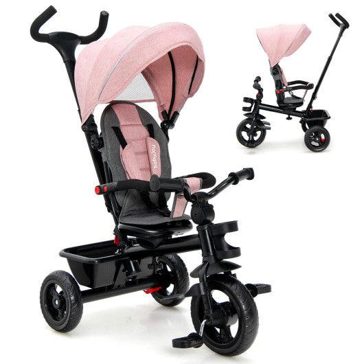 4-in-1 Baby Tricycle Toddler Trike with Convertible Seat-Pink at Set Shop and Smile