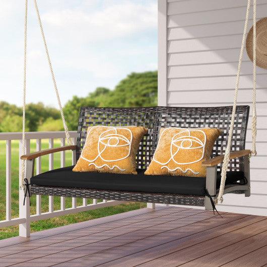 2-Person Rattan Hanging Porch Swing Chair-Black at Set Shop and Smile