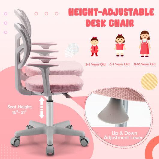 Adjustable Desk Chair with Auto Brake Casters for Kids-Pink at Set Shop and Smile