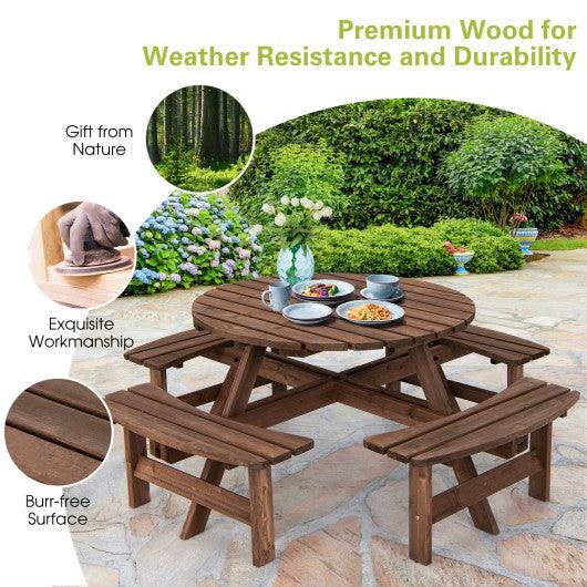 Patio 8 Seat Wood Picnic Dining Seat Bench Set at Set Shop and Smile