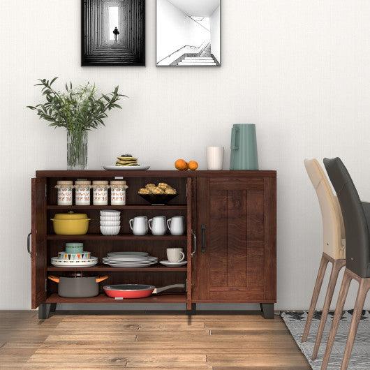 3-Door Buffet Sideboard with Adjustable Shelves and Anti-Tipping Kits-Brown at Set Shop and Smile