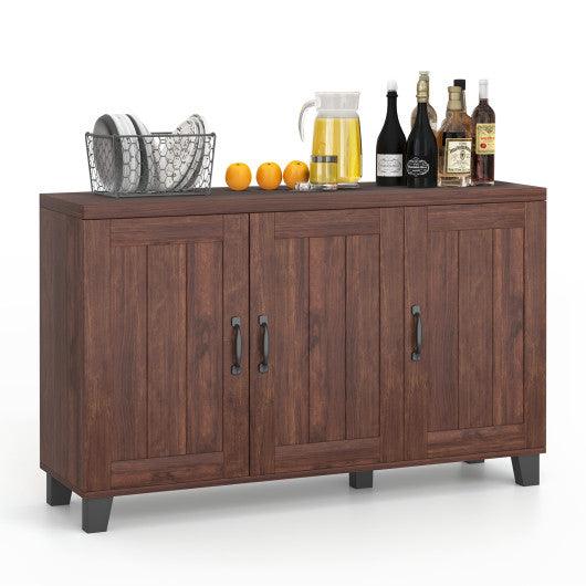 3-Door Buffet Sideboard with Adjustable Shelves and Anti-Tipping Kits-Brown at Set Shop and Smile