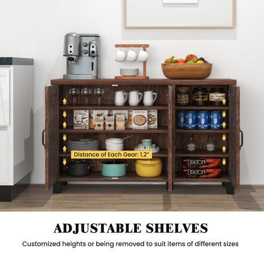 3-Door Buffet Sideboard with Adjustable Shelves and Anti-Tipping Kits-Brown at Set Shop and Smile
