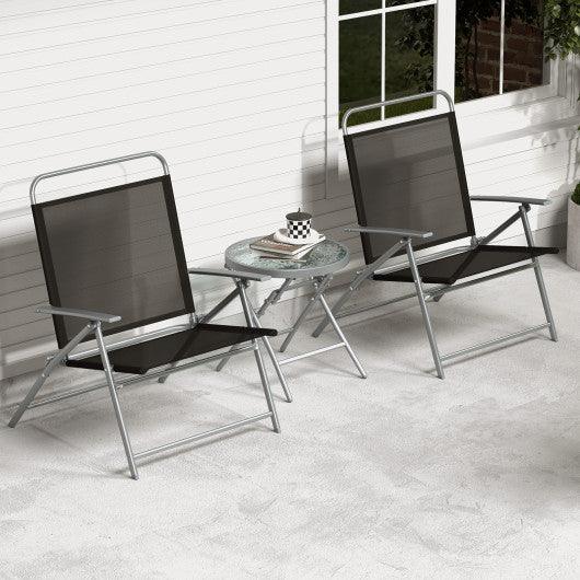 3 Piece Patio Folding Chair Set Outdoor Metal Conversation Set at Set Shop and Smile