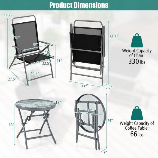 3 Piece Patio Folding Chair Set Outdoor Metal Conversation Set at Set Shop and Smile