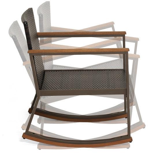 3 Pieces Rattan Rocking Bistro Set with Coffee Table and Cushions-Off White at Set Shop and Smile